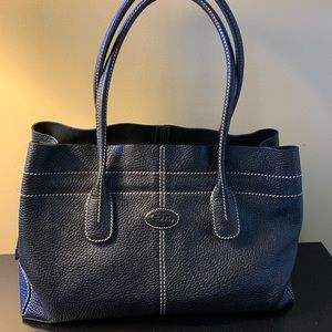 TOD’S Black Calfskin Medium D-Bag Tote Bag